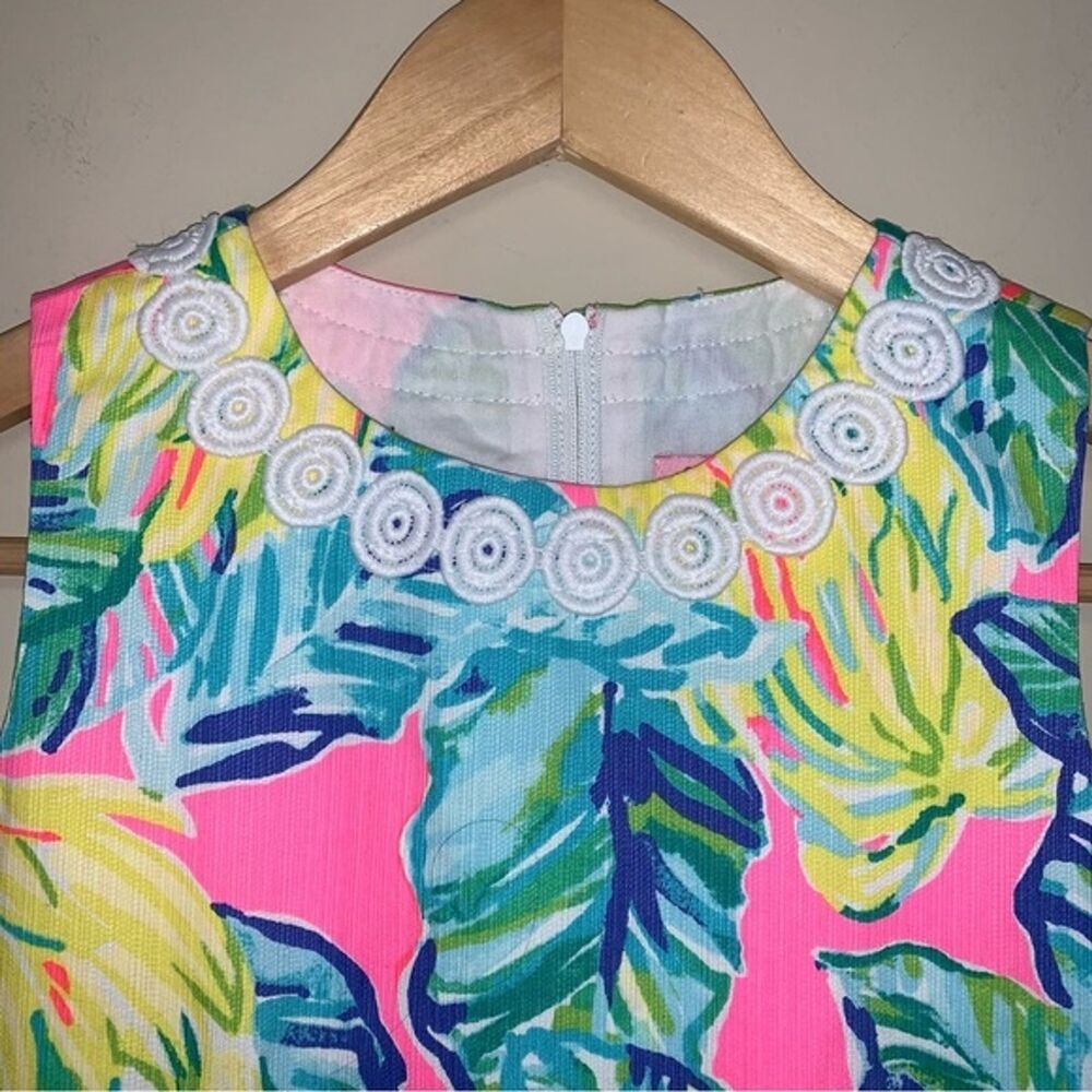 Little Lilly Pulitzer Local Flavor Dress Girl’s 7 Pink Green Resort Beach Party - Picture 4 of 9